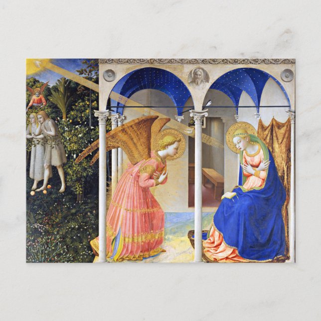 Postal Festiva ANUNCIACIÓN de Navidades de FRA ANGELICO (Anverso)
