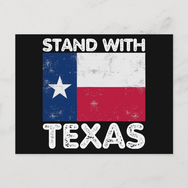 Postal Festiva Apoya a Texas con la bandera texana de Texas (Anverso)