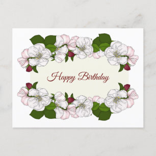 Postal Festiva Apple Blossom Happy Birday