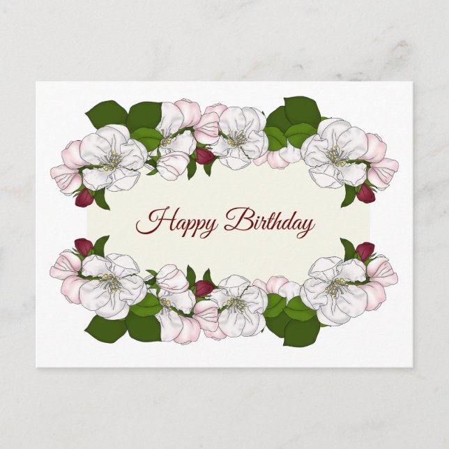 Postal Festiva Apple Blossom Happy Birday (Anverso)