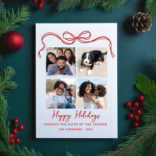 Postal Festiva Apreciar los regalos, Bow, 4 Collages de fotos Fel