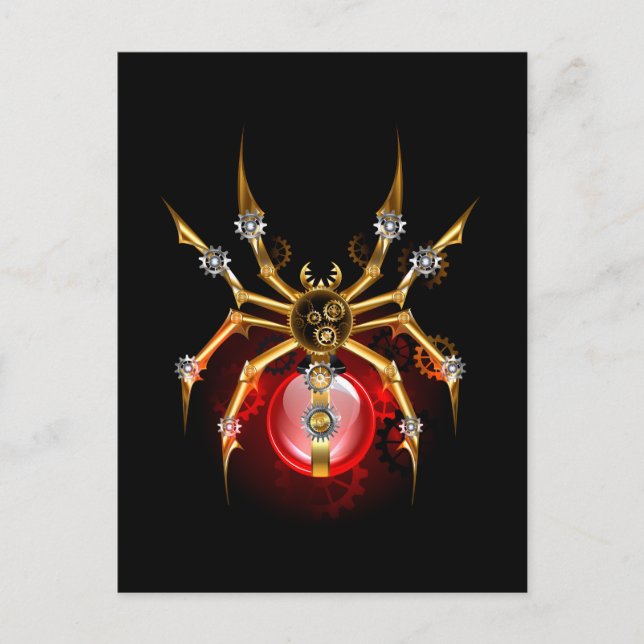 Postal Festiva Araña de vapor sobre negro (Anverso)