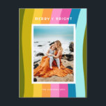 Postal Festiva Arándano arcoiris moderno y vertical brillante<br><div class="desc">Navidades del arcoiris moderno brillante y brillante diseñan vertical</div>