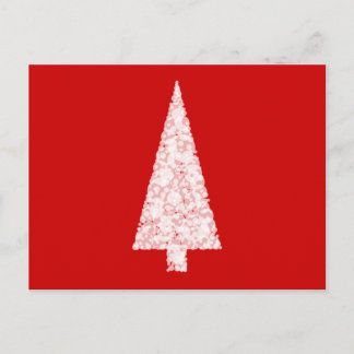 Postal Festiva Árbol blanco de Navidad. En rojo. Moderno.