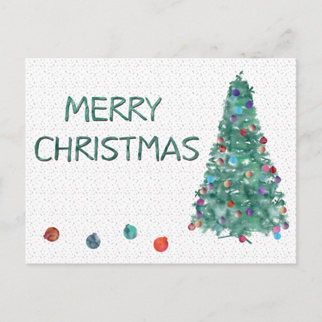 Postal Festiva Árbol de acuarela navideña (Anverso)