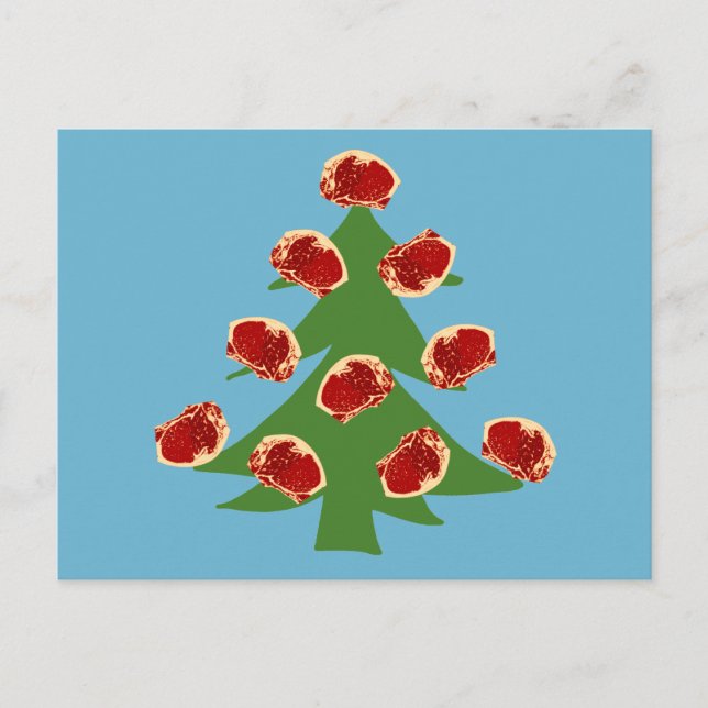 Postal Festiva Árbol de carnes de vacaciones (Anverso)