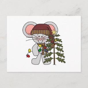 Postal Festiva Árbol de decoración del ratón navidades