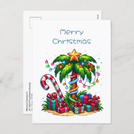 Postal Festiva Árbol de palmas de Navidades tropicales