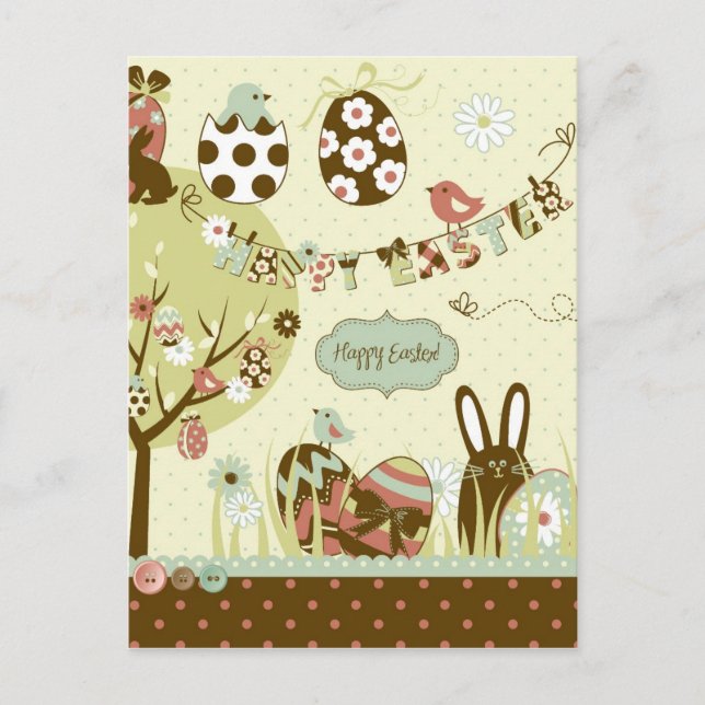 Postal Festiva Árbol de Pascua y una cuerda para tender la ropa (Anverso)