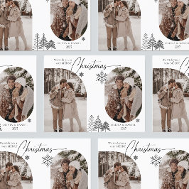 Postal Festiva Árbol de pino fina arqueado 2 navidades de foto ne