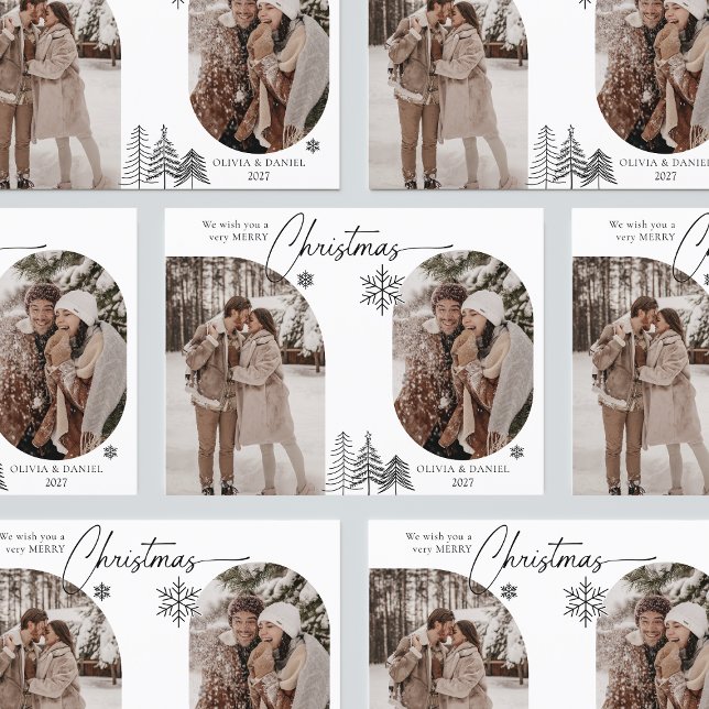 Postal Festiva Árbol de pino fina arqueado 2 navidades de foto ne (Subido por el creador)