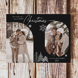 Postal Festiva Árbol de pino fina arqueado 2 navidades de foto ne