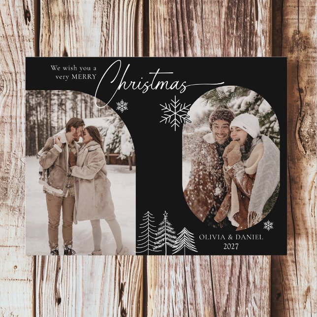 Postal Festiva Árbol de pino fina arqueado 2 navidades de foto ne (Subido por el creador)