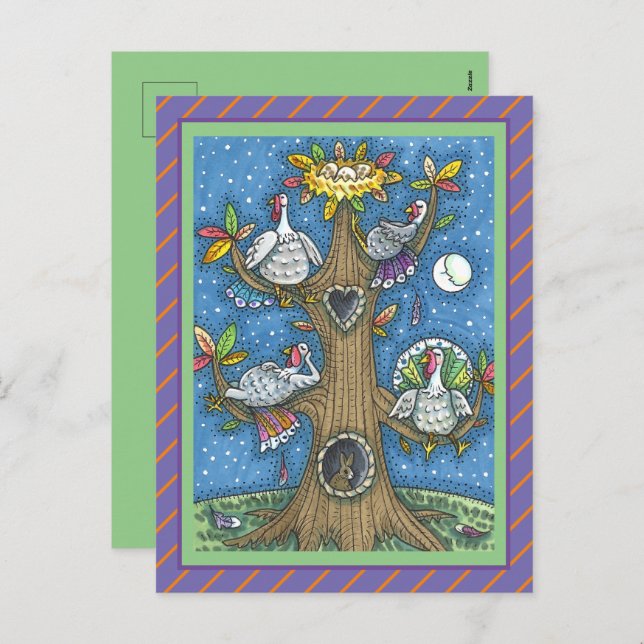 POSTAL FESTIVA ÁRBOL DE TURQUÍA, GRACIAS A LOS DIVERSOS GOBIERNOS (Anverso / Reverso)