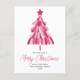 Postal Festiva Árbol de vacaciones de Navidades rosados