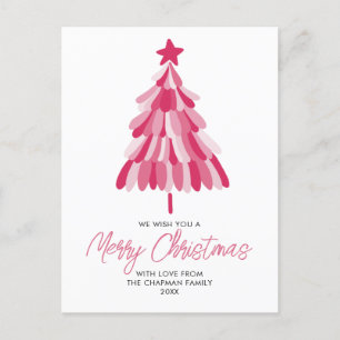 Postal Festiva Árbol de vacaciones de Navidades rosados