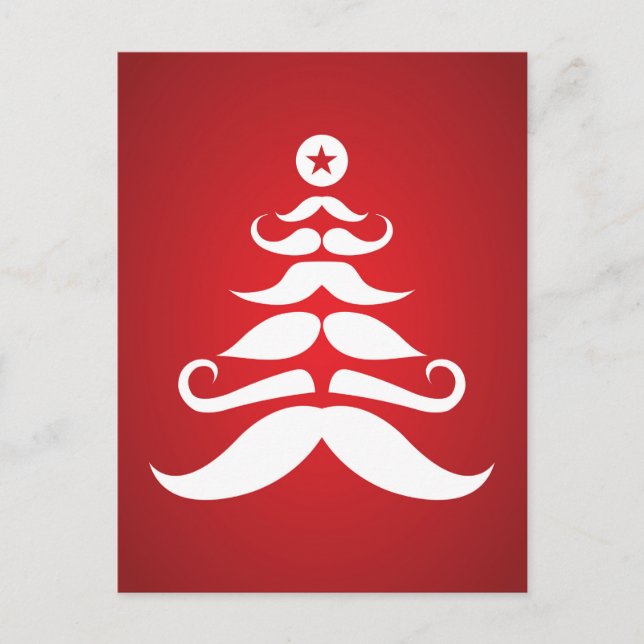 Postal Festiva Árbol navideño de bigote de Santa (Anverso)