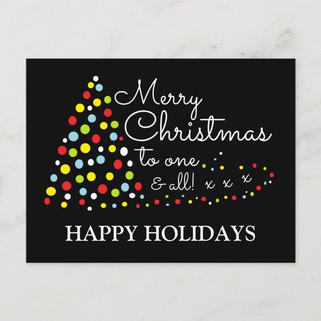 Postal Festiva Árbol navideño moderno, feliz feriado (Anverso)