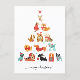 Postal Festiva Árbol navideño púrpura - Festividad de barrido de 