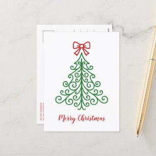 Postal Festiva Árbol simple con Navidades modernos y bajos