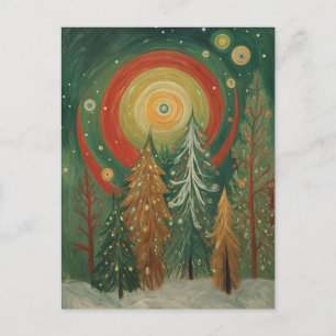 Postal Festiva Arboleda Celestial de Invierno