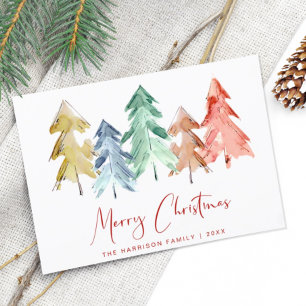 Postal Festiva Árboles acuáticos navideños mínimos modernos
