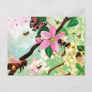 Postal Festiva Árboles florecientes para abejas y otros polinizad