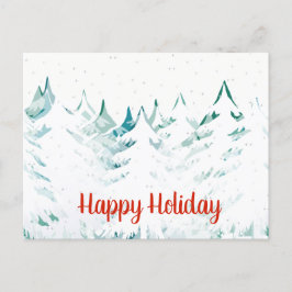 Postal Festiva Árboles navideños de nevadas verdes Verde azulados