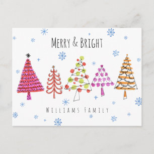 Postal Festiva Árboles navideños modernos, amargos y brillantes