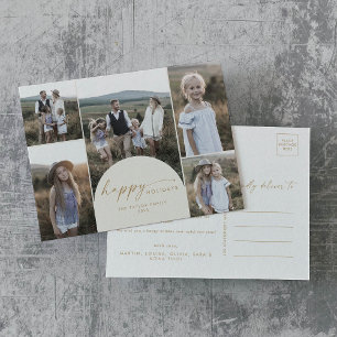 Postal Festiva Arco Boho moderno Cream Multi Photo Family News