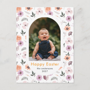 Postal Festiva Arco elegante Floral de primavera Pascua Foto fami