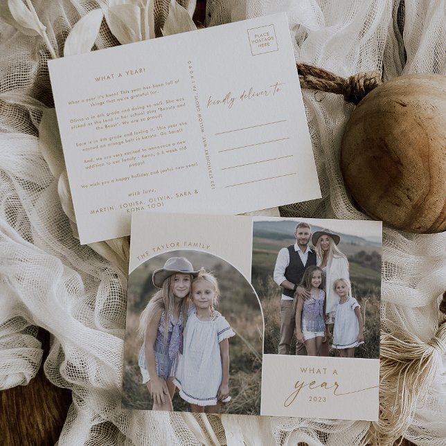 Postal Festiva Arco moderno | Crema 3 fotos familiares qué año (Subido por el creador)