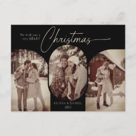 Postal Festiva Arcos simples forma 3 fotos navidades negros