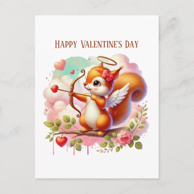 Postal Festiva ardilla acuarela agregar adultos de texto (Anverso)