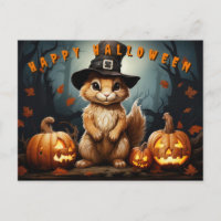 Ardilla De Halloween En Testigos Gorra Con Calabaz