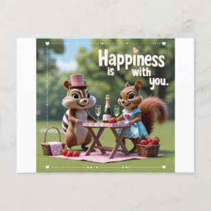 Postal Festiva ardilla del amor de San Valentín