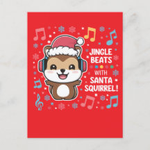 Ardilla en auriculares y Santa Hat - Golpe de jing