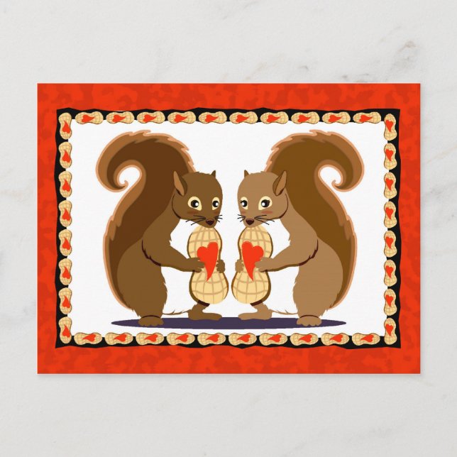 Postal Festiva ardillas de San Valentín 1 (Anverso)