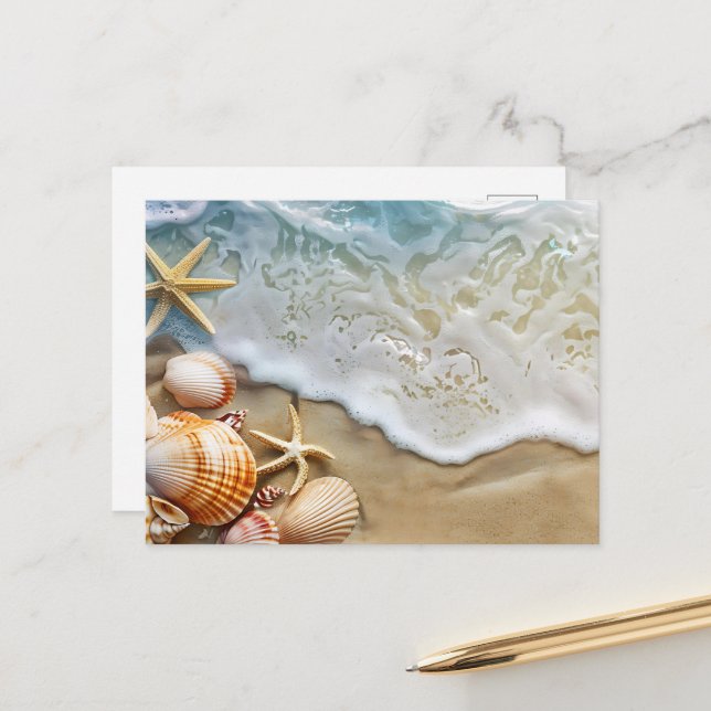 Postal Festiva Arena y mar (Anverso/Reverso In Situ)