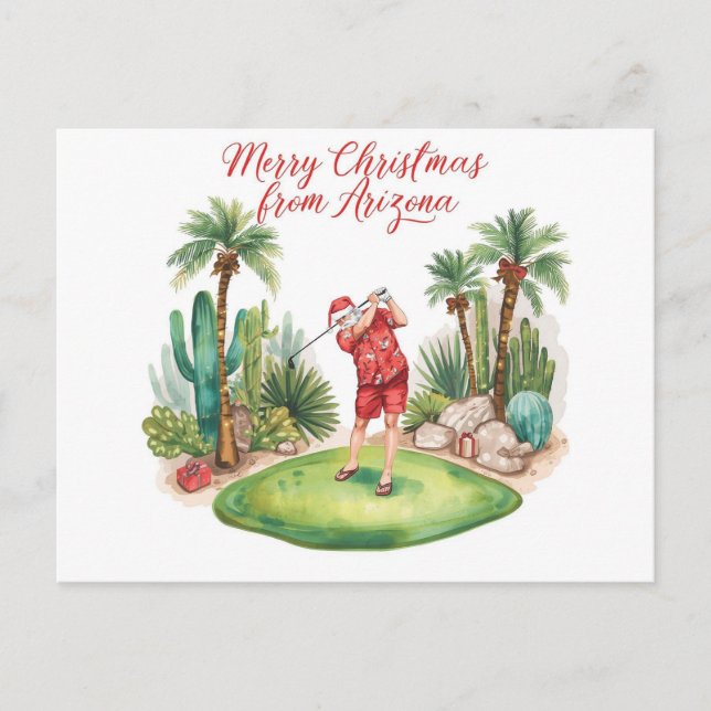Postal Festiva Arizona Golf Christmas in Arizona   Santa Claus (Anverso)