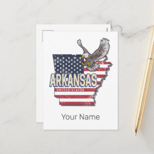 Postal Festiva Arkansas Estados Unidos Retro Map Vintage Estados