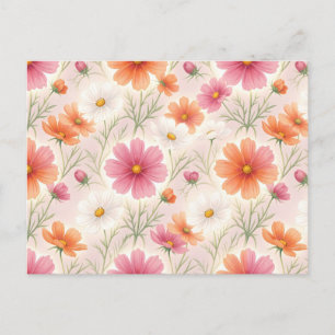Postal Festiva Armonía Pastel de Cosmos en Flor