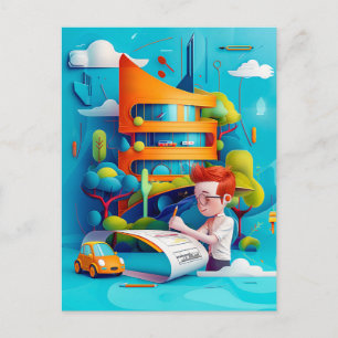 Postal Festiva Arquitecto del futuro soñado para niños