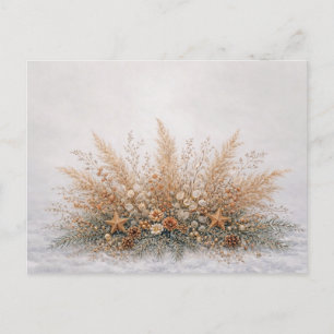 Postal Festiva Arreglo Botánico Navideño Boho Neutral con Pampas
