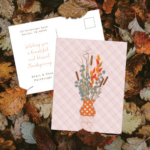 Postal Festiva Arreglo de hojas de otoño "Agradecido" de Acción d