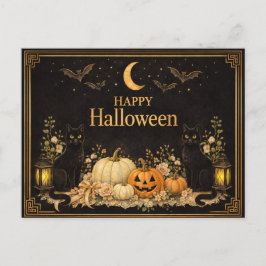 Postal Festiva Art Deco Black Cats Luxury Halloween