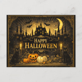 Postal Festiva Art Deco Black Gold Halloween