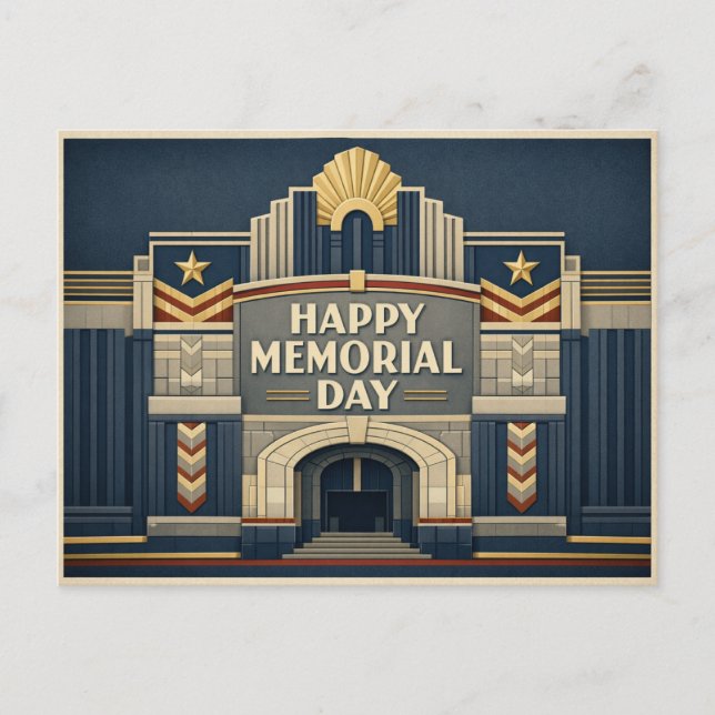 Postal Festiva Art Deco Patriotic Architecture Memorial Day (Anverso)