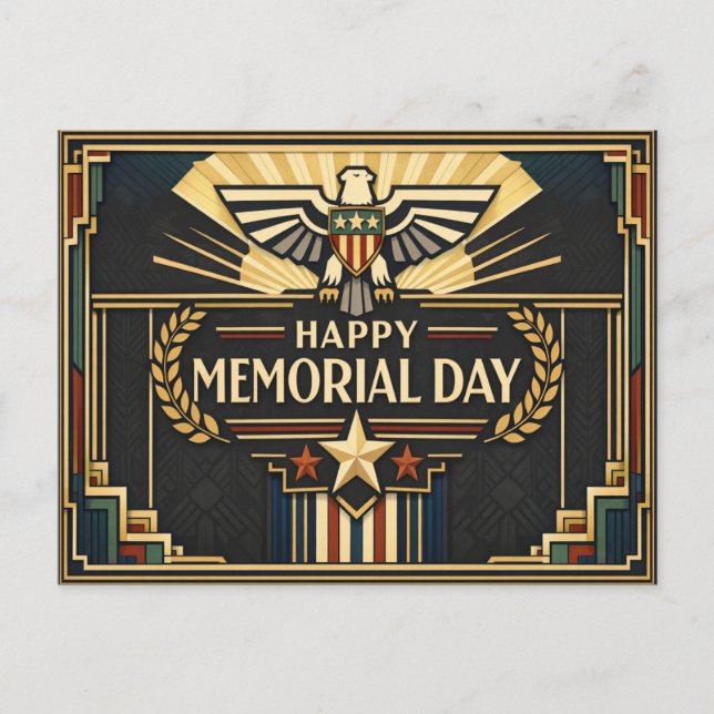 Postal Festiva Art Deco Patriotic Memorial Day  (Anverso)