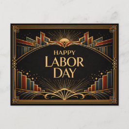 Postal Festiva Art Deco Rising City Happy Labor Day